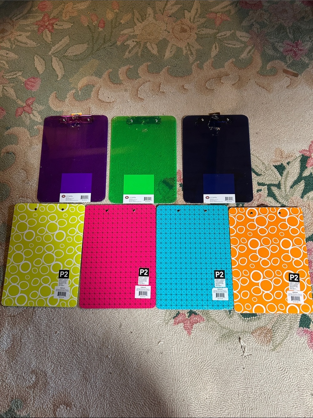 Clipboards-Seven; Multi Colored and Fun Patterns; New with Tags and Never Used!
